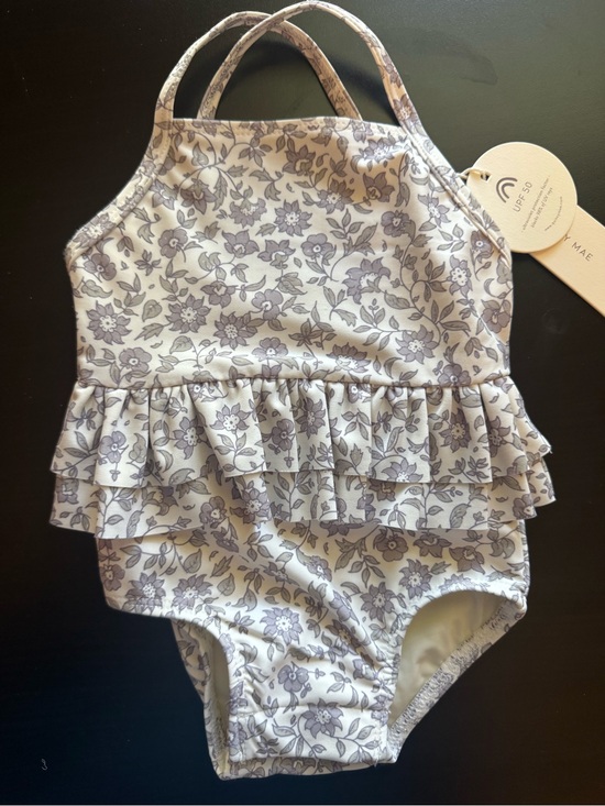 Quincy Mae Other - NWT Quincy Mae Ruffled One-Piece Swimsuit, French Garden print, 3-6M